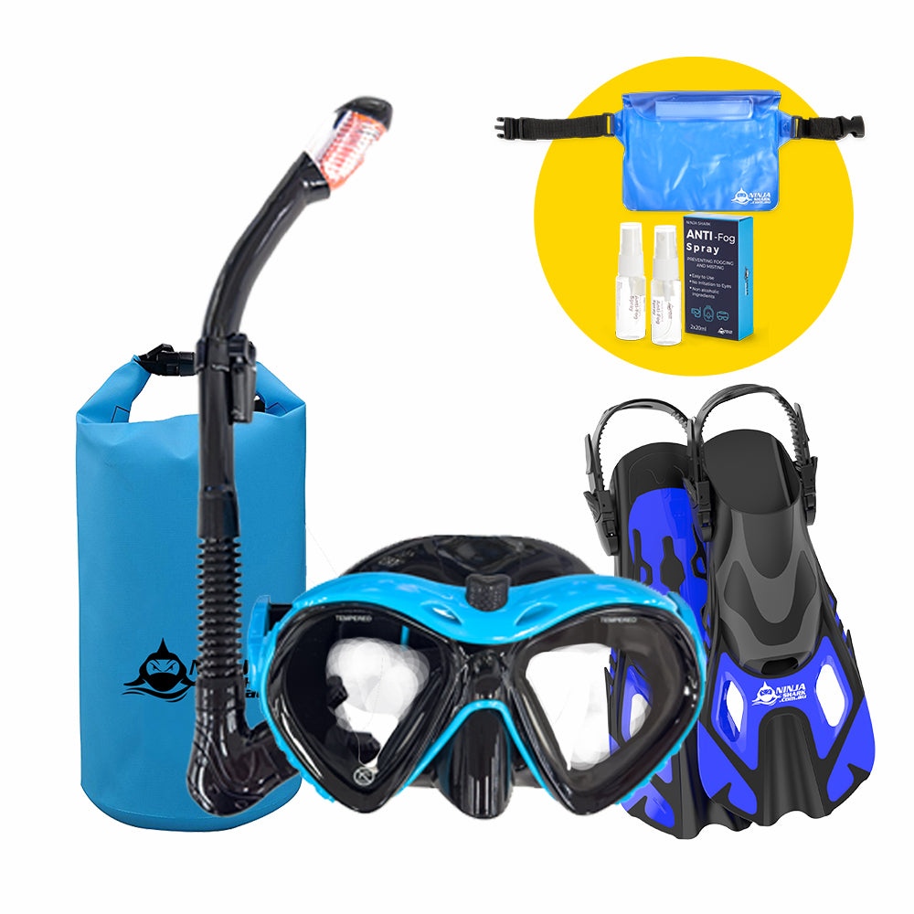 shark goggles and fins Package: ClearView (Mask + Fins + Bag) – Ninja Shark Australia